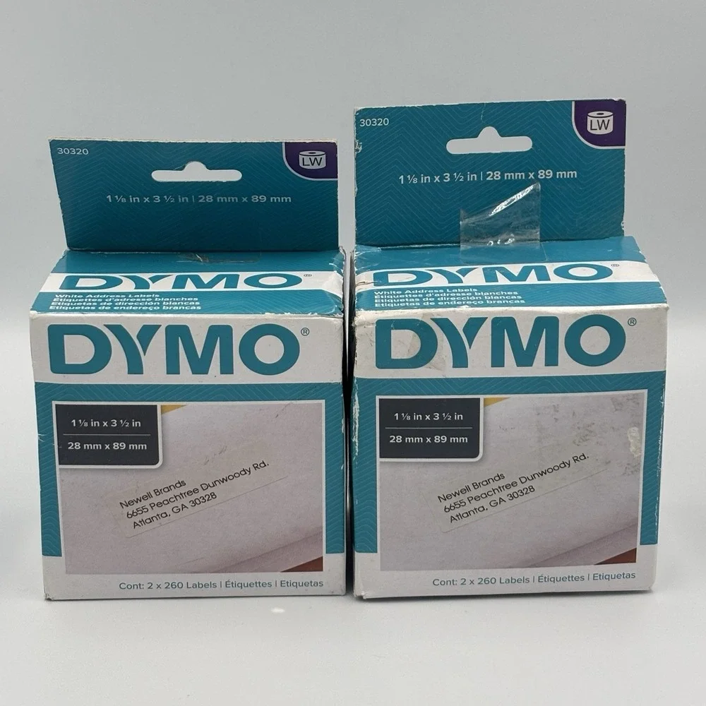 DYMO‎ LabelWriter 30320 White Address Labels 1 1/8 x 3 1/2, 260 labels Lot Of 2